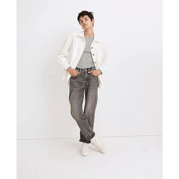 Madewell Glennbay Gray Wash Denim The Slouchy Boy Jeans Women's Size 32 - Picture 1 of 7